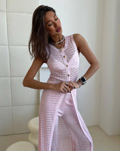 Load image into Gallery viewer, Blouse Hollow Cutout Vest Cardigan Two Piece Sets