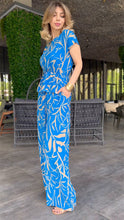 Load image into Gallery viewer, Printed Lace Up Waist Top High Waist Wide Leg Pants Two Piece Set