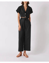 Load image into Gallery viewer, Summer French Cotton Linen Short Collared Shirt
