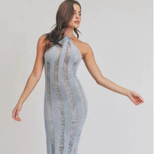 Load image into Gallery viewer, Sleeveless Sexy Slim Fit See through Halter Cut out Maxi Dress Women Knitted Sling Backless Dress