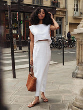 Load image into Gallery viewer, Cotton Linen Vest Skirt Spring Summer Skirt Set