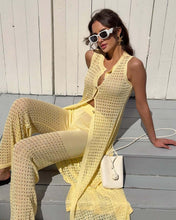 Load image into Gallery viewer, Blouse Hollow Cutout Vest Cardigan Two Piece Sets