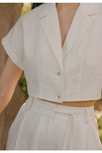 Load image into Gallery viewer, Summer French Cotton Linen Short Collared Shirt