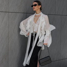 Load image into Gallery viewer, French Spring Summer Ruffled Ribbon Tencel Shirt Women Top