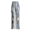 Autumn Niche Design Stitching Contrast Color Twisted High Waist Jeans