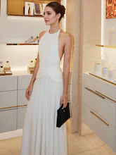 Load image into Gallery viewer, Women Clothing Solid Color Sleeveless Halter Backless Pleated A line Maxi Dress