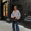 Women Autumn Winter Long Sleeved Plaid Shirt Office Top