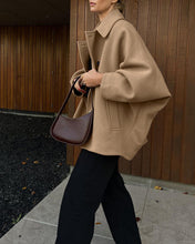 Load image into Gallery viewer, Autumn High Grade Brown Woolen Collared Batwing Sleeve Cardigan Coat Simple Office Women Clothing