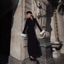 Load image into Gallery viewer, Long Sleeved Knitted Maxi Dress Casual Waist Tight Maxi Dress for Women
