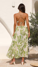 Load image into Gallery viewer, Summer Women V neck Backless Lace Printing Swing Maxi Dress