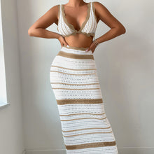 Load image into Gallery viewer, Striped Texture Bikini Skirt Two Piece Sets