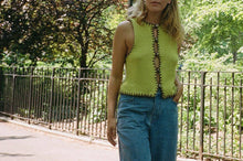 Load image into Gallery viewer, Contrast Color Ultra Short Woolen Vest Embroidered Vest Top Women