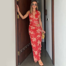 Load image into Gallery viewer, Sexy Deep V Plunge Wrapped Long Halter Dress Women