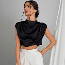 Load image into Gallery viewer, Women Clothing Pleated Batwing Sleeve Satin Shirt