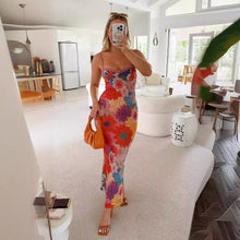 Load image into Gallery viewer, Summer Women off Neck Floral Printing Slip Dress