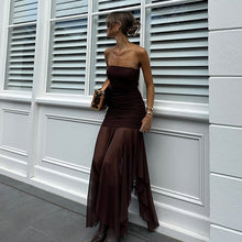 Load image into Gallery viewer, Sexy Tube Top off Neck Mesh Stitching Dress