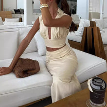 Load image into Gallery viewer, Spring Summer Sleeveless Skirt Two Piece Casual Holiday Party Skirt Set for Women