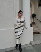 Load image into Gallery viewer, Long Sleeve Dress Women Knitted Deep V Plunge Sweater Maxi Dress