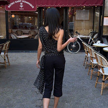 Load image into Gallery viewer, Women Clothing Summer Sexy Diagonal Collar Polka Dot Chiffon See through Irregular Asymmetric Top Women