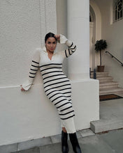 Load image into Gallery viewer, Long Sleeve Dress Women Knitted Deep V Plunge Sweater Maxi Dress