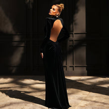 Load image into Gallery viewer, Summer Women Clothing High Collar Slim Sexy Backless Solid Color Maxi Dress