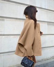 Load image into Gallery viewer, Autumn High Grade Brown Woolen Collared Batwing Sleeve Cardigan Coat Simple Office Women Clothing