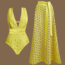 Load image into Gallery viewer, V neck Hollow Cutout High Sense One Piece Swimsuit