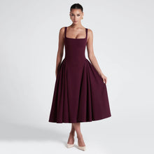 Load image into Gallery viewer, French Square Collar Dress Retro Slim Fit Dress