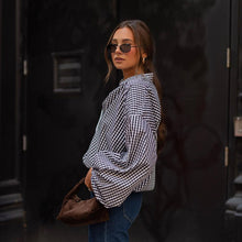 Load image into Gallery viewer, Women Autumn Winter Long Sleeved Plaid Shirt Office Top