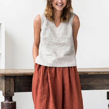 Load image into Gallery viewer, Pure Linen V neck Sleeveless Vest Women
