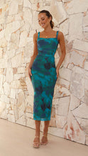 Load image into Gallery viewer, Sleeveless Backless off Neck Printed Summer Split Mid Length Sling Dress Women