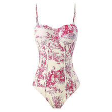 Load image into Gallery viewer, One Piece Swimsuit Women Skinny Slimming Retro Lace up