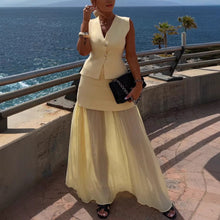 Load image into Gallery viewer, Spring Summer Knitted Stitching Vest Set Casual Vacation Loose Skirt Women