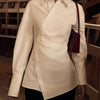 Cotton White Collared Long Sleeve Waist Women Shirt