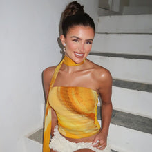 Load image into Gallery viewer, Summer Printing Slim Tube Top Sexy Peplum Top