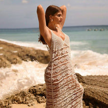Load image into Gallery viewer, Sleeveless Hollow Out Cutout Knitted Beach Dress