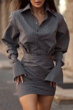 Load image into Gallery viewer, Spring Summer Striped Top Short Skirt Two Piece Casual Two Piece Sets Women