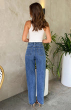 Load image into Gallery viewer, Women Clothing Oblique Waist Cross Vintage Beaded Baggy Straight Burr Denim Trousers