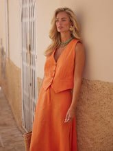 Load image into Gallery viewer, Cotton Linen Vest Skirt Casual Set
