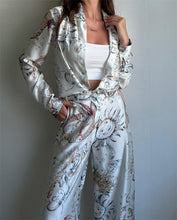 Load image into Gallery viewer, Printed Long Sleeved Top Wide Leg Pants Two Piece Set