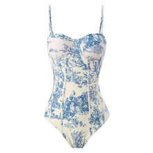 Load image into Gallery viewer, One Piece Swimsuit Women Skinny Slimming Retro Lace up