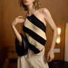 Niche Personality Top for Women Summer Elegant Trendy Striped Printed Design Vest