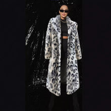 Load image into Gallery viewer, Winter Leopard Print Women Coat Mid Length Collar Leather Fur Coat