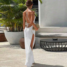 Load image into Gallery viewer, Double Sided High Slit Sling Beautiful Back Knitted Dress Beach Dress Women