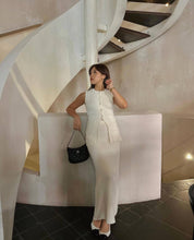 Load image into Gallery viewer, Sleeveless Vest Pocket Knitted Vest Split High Waist Skirt Casual Old Money Knitting Suit