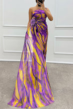 Load image into Gallery viewer, Chiffon Floral Print Slit Dress Casual Party Long Women Clothing Dress