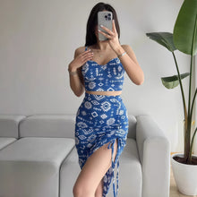 Load image into Gallery viewer, Vacation Sexy Summer Sexy Floral Camisole Midi Skirt Two Piece Sets