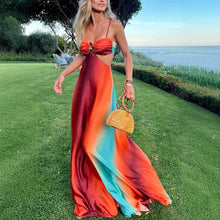 Load image into Gallery viewer, Sexy Sling Gradient Color Island Dress Beach Dress