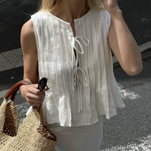 Load image into Gallery viewer, Summer Lace up Cotton Linen Women Shirt