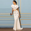 Star Heavy Shell Beads Rhinestones Top - Fishtail Mid Length Skirt